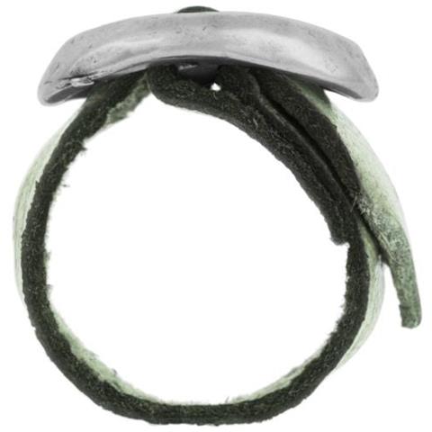 Anello ""basic"" Placcato Argento 925 Con Fibbia In Pelle Verde - Foto 2