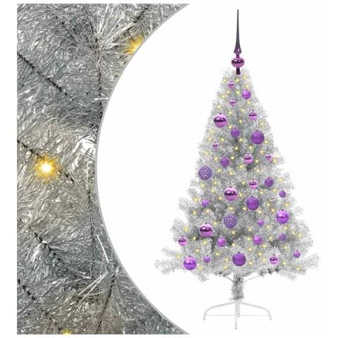 Albero di Natale artificiale con luci integrate Argento 120 cm - Foto 1
