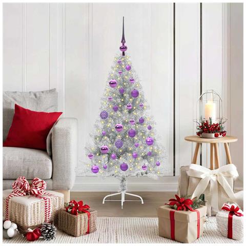 Albero di Natale artificiale con luci integrate Argento 120 cm - Foto 2