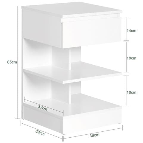 Set 2 Comodini Moderni Con Cassetto E Ripiani, Bianchi - Foto 2