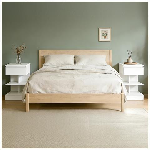 Set 2 Comodini Moderni Con Cassetto E Ripiani, Bianchi - Foto 7