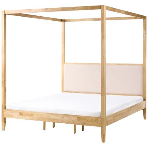 Letto A Baldacchino Legno Haillicourt 180 X 200 Cm Marrone Chiaro - Foto 2