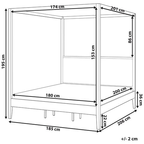 Letto A Baldacchino Legno Haillicourt 180 X 200 Cm Marrone Chiaro - Foto 8