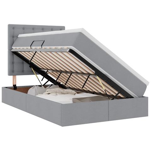 Letto con contenitore e LED con led Grigio chiaro 120 x 190 cm - Foto 1