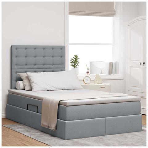 Letto con contenitore e LED con led Grigio chiaro 120 x 190 cm - Foto 2