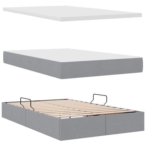 Letto con contenitore e LED con led Grigio chiaro 120 x 190 cm - Foto 9