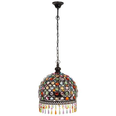 Lampada In Metallo Con Perline In Cristallo Acrilico 33x33x65h Cm - Foto 2