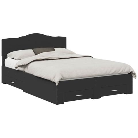 Struttura del letto Nero 140 x 190 cm Legno multistrato - Foto 1