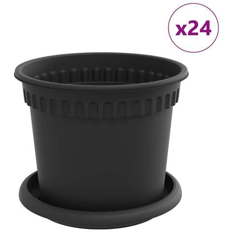 Vasi per Piante 24 pcs Nero Ø 15 x 12 cm Plastica - Foto 1