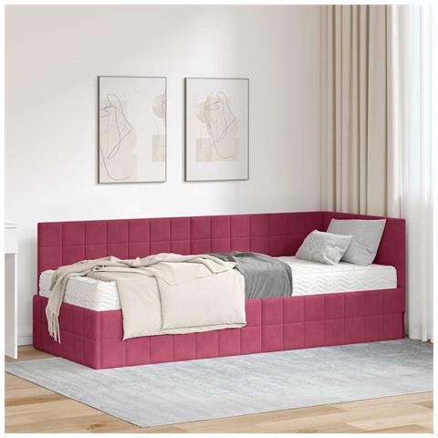 Struttura Letto Angolare con Materasso 2 pcs Verde Velluto - Foto 2