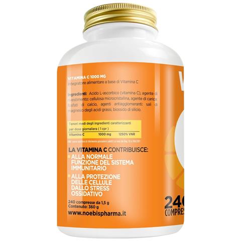 Vitamina C 1000 mg 240 Compresse - Acido L-Ascorbico ad Alto Dosaggio - Sistema Immunitario, Collagene e Azione Antiossidante (Confezione quadrupla) - Foto 2