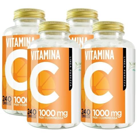 Vitamina C 1000 mg 240 Compresse - Acido L-Ascorbico ad Alto Dosaggio - Sistema Immunitario, Collagene e Azione Antiossidante (Confezione quadrupla) - Foto 1