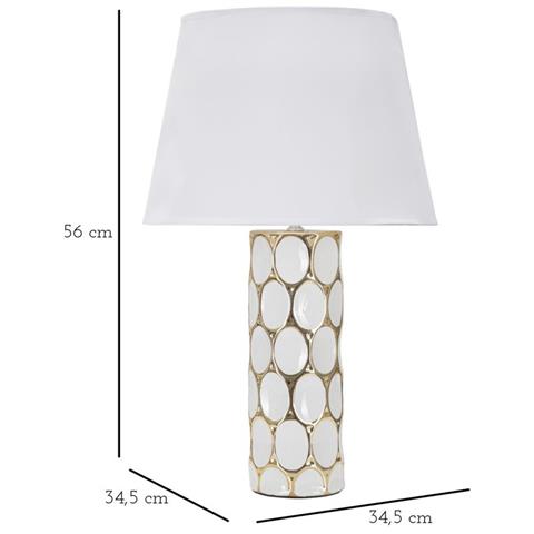 Lampada Da Tavolo Glam Carv In Ceramica Bianca E Oro Con Motivo A Cerchi - Foto 6