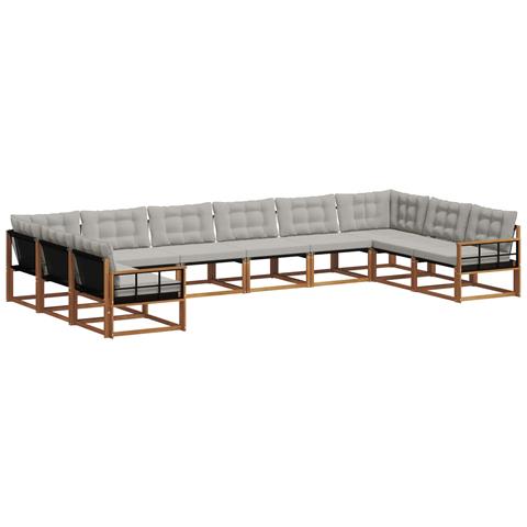 Set di divani da esterno 10 pcs Grigio Naturale e Chiaro - Foto 1