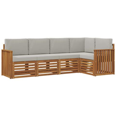 Set divani con cuscino 5 pcs Grigio Naturale e Chiaro - Foto 1