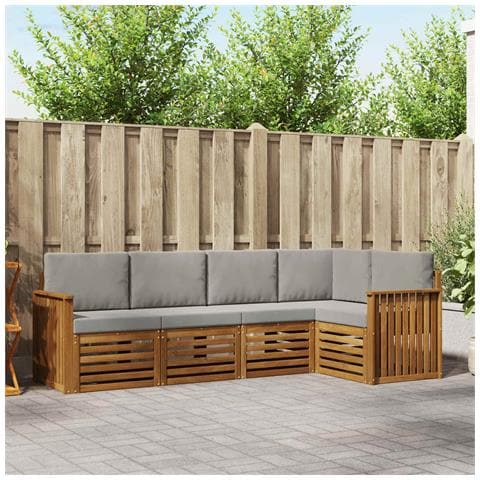 Set divani con cuscino 5 pcs Grigio Naturale e Chiaro - Foto 2