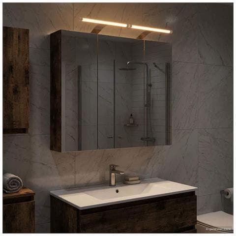 Mobiletto per specchio da bagno Rovere fumé 70 x 14,5 x 70 cm - Foto 2