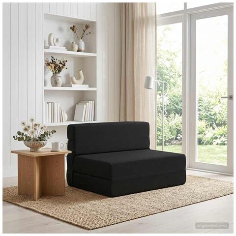 Divano Letto Pieghevole Nero 100 x 80 x 60 cm Tessuto - Foto 2