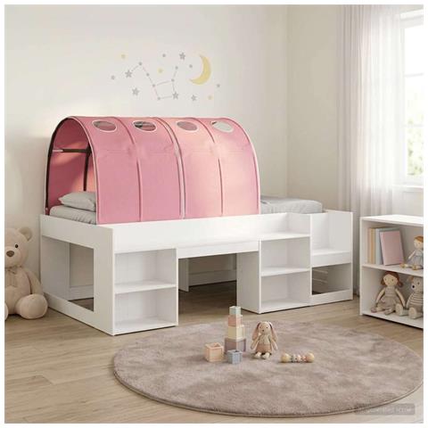 Letto alto per bambini con storage Bianco e Rosa - Foto 2