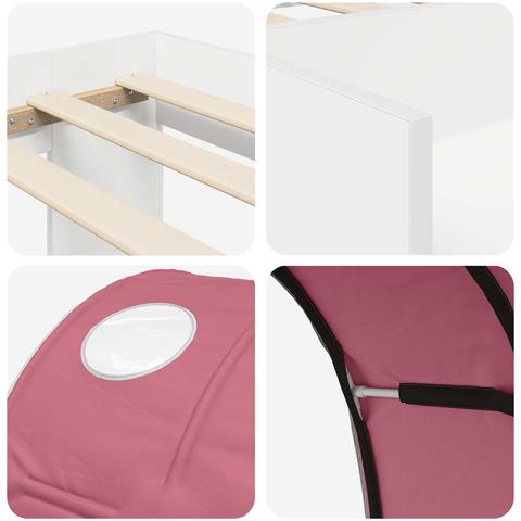 Letto alto per bambini con storage Bianco e Rosa - Foto 9