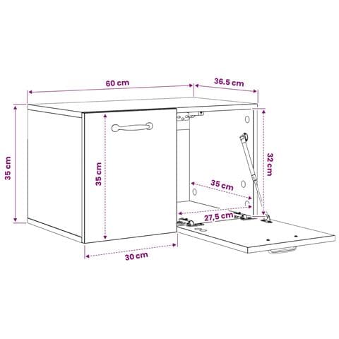 Armadietto a muro 60 x 36,5 x 35 cm Legno ingegnerizzato - Foto 8
