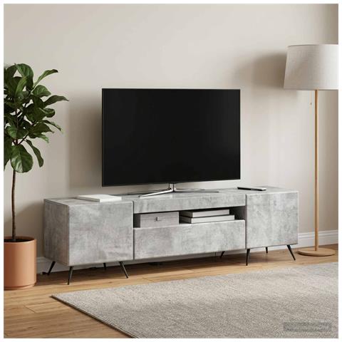 Mobile TV LED Grigio Cemento Legno ingegnerizzato - Foto 2