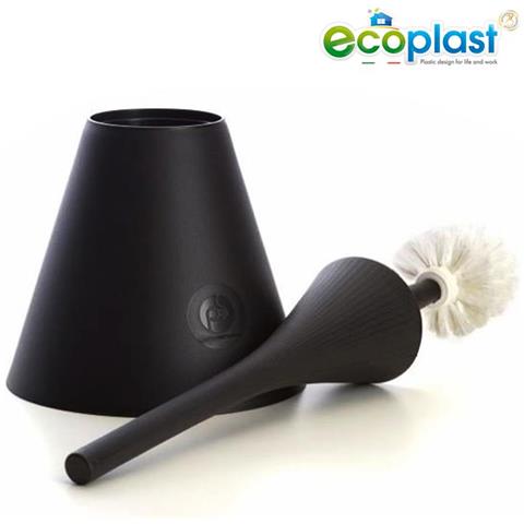 Ecoplast Portascopino Bagno Con Spazzolone Wc Forma Imbuto Nero