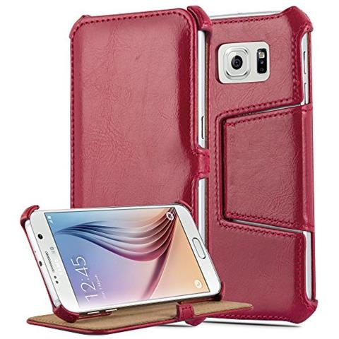 Custodia Compatibile Con Samsung Galaxy S6 In Rosso Passione - Coperchio Protettivo Senza Chiusura Magnetica Con Funzione Stand E Supporto Per Gli Angoli - Foto 1