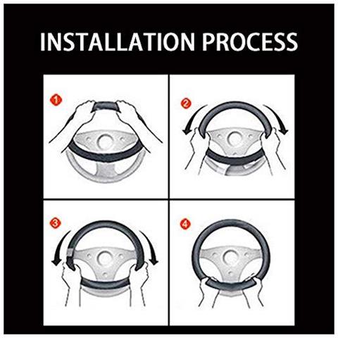 A Mano In Pelle Stitching Copricerchi Universali 15 Pollici Microfibra Volante In Pelle Car Cover A Rotelle Traspirante Anti-slip Morbide E Comfort (nero) - Foto 2