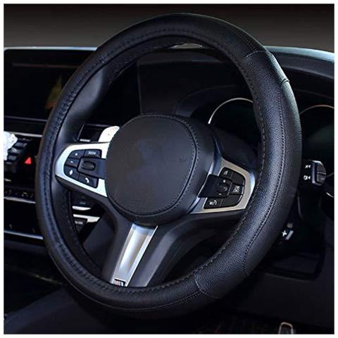 A Mano In Pelle Stitching Copricerchi Universali 15 Pollici Microfibra Volante In Pelle Car Cover A Rotelle Traspirante Anti-slip Morbide E Comfort (nero) - Foto 1