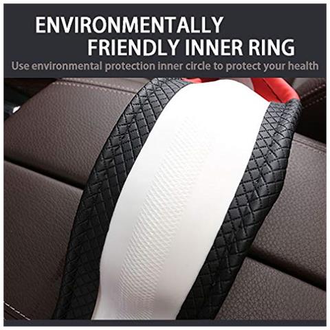 A Mano In Pelle Stitching Copricerchi Universali 15 Pollici Microfibra Volante In Pelle Car Cover A Rotelle Traspirante Anti-slip Morbide E Comfort (nero) - Foto 4