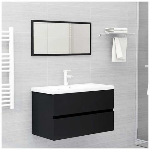 Set Mobili da Bagno 2 pz Nero in Legno Multistrato - Foto 2