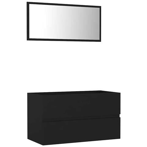 Set Mobili da Bagno 2 pz Nero in Legno Multistrato - Foto 1