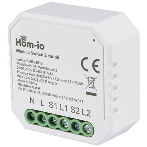 Modulo Dual Switch Da Incasso 10a 2 Canali - Melchioni 559593056 - Foto 1