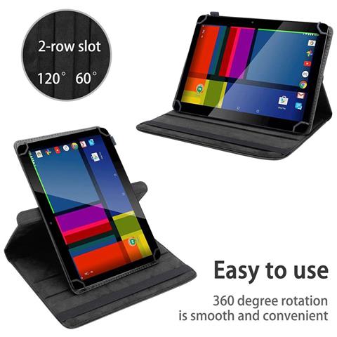 Custodia Per Tablet Compatibile Con Goclever Quantum 2 1010 Mobile In Nero - Coperchio Protettivo A 360 Gradi Fatto Di Finta Pelle Con Funzione Di Stand E Banda Elastica - Foto 2
