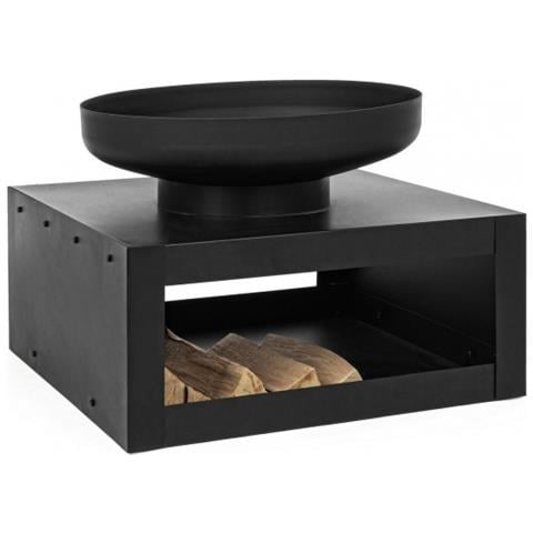 Braciere Con Porta Legna Nero Arredo Giardino Efesto - Foto 1