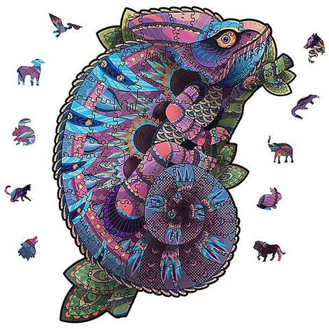 Puzzle In Legno 150 Pezzi Per Adulti - Forma Gatto Con Pezzi Animali - 30x30 Cm, Forme Irregolari - Gioco Da Tavolo Relax In Scatola Regalo - 4