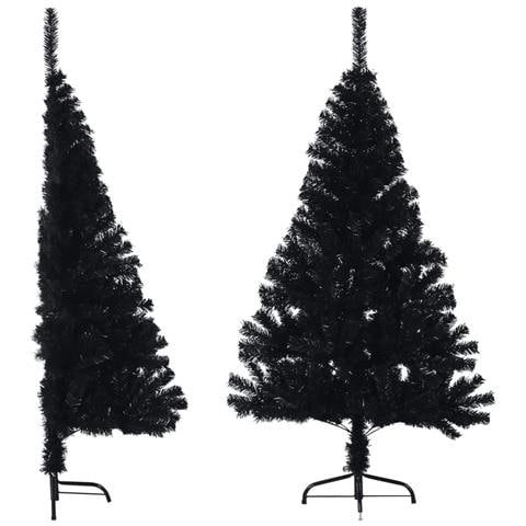 Albero Di Natale Artificiale A Metà Con Base Nero 150 Cm Pvc - Foto 1