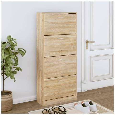 Scarpiera Rovere Sonoma 63x24x147 Cm In Legno Multistrato - Foto 9
