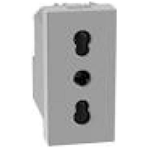 Presa Bipasso 2p+t 16 A 250 Va.c.- Per Spine 2p E 2p+t 10 A E 16 A Standard Italia - 1 Modulo - Grigio Serie Matixgo - Jg4180 - Foto 1