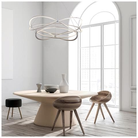 Lampadario A Sospensione Moderno Weave Metallo Argento Luci Led 104w - Foto 2