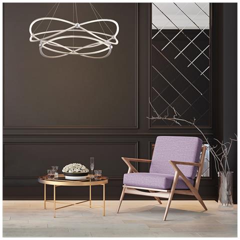 Lampadario A Sospensione Moderno Weave Metallo Argento Luci Led 104w - Foto 4