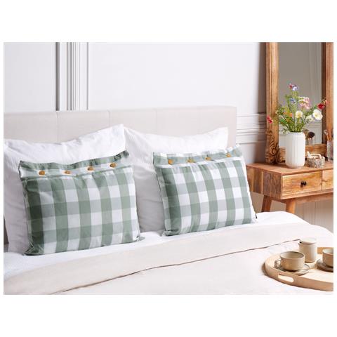 Set Di 2 Cuscini Tamnine 40 X 60 Cm Verde Menta Trama A Scacchi - Foto 1