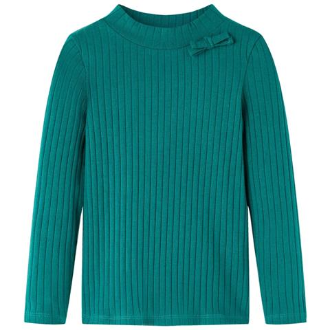 Maglietta Da Bambina A Maniche Lunghe A Costine Verde Scuro 128 - Foto 1