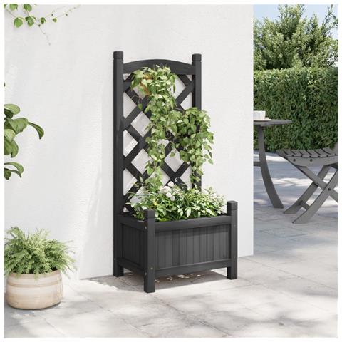 Fioriera con Traliccio Nera in Legno Massello di Abete Dimensioni: 40 x 30 x 90 cm - Foto 2