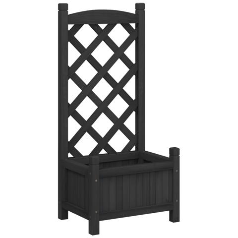 Fioriera con Traliccio Nera in Legno Massello di Abete Dimensioni: 40 x 30 x 90 cm - Foto 1