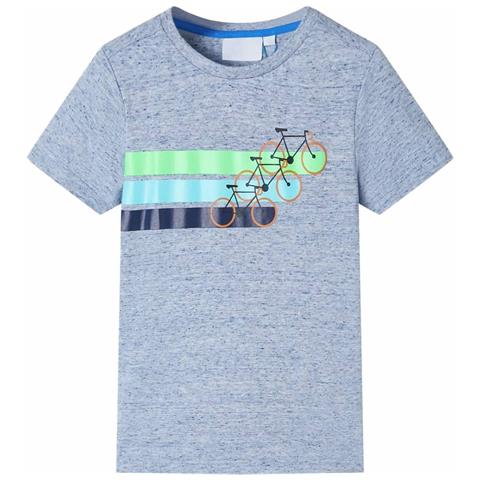 Maglietta Da Bambino A Maniche Corte Blu Mélange 140 - Foto 1