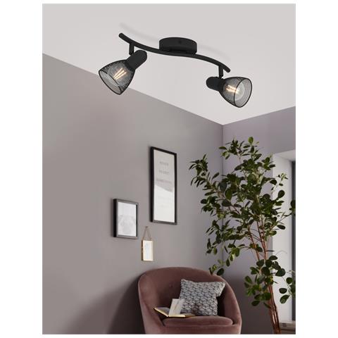 Spot Moderno Carovigno In Acciaio Nero 2 Luci E14 40w Ip20 - Foto 2