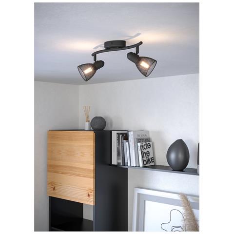 Spot Moderno Carovigno In Acciaio Nero 2 Luci E14 40w Ip20 - Foto 3