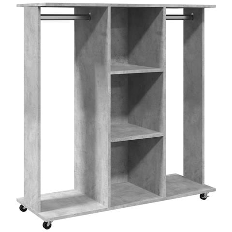 Armadio Con Ruote Grigio Cemento 102x38x110cm Legno Multistrato - Foto 1